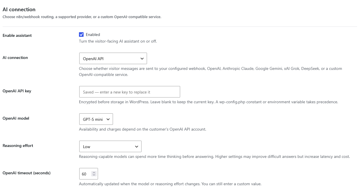 Blackwall AI provider and model configuration interface